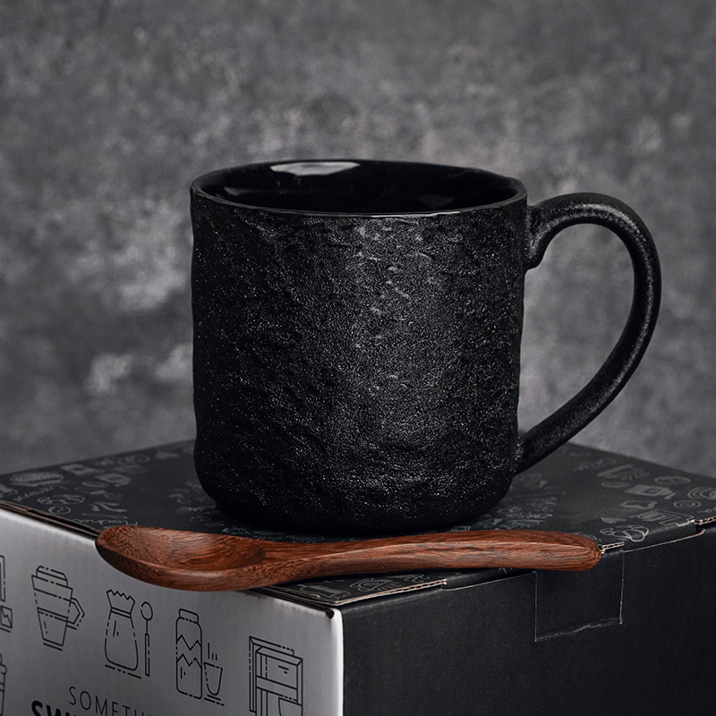 Japanese retro mug High-grade exquisite high appearance level rock pattern gift box 320ml large capacity ceramic coffee cup