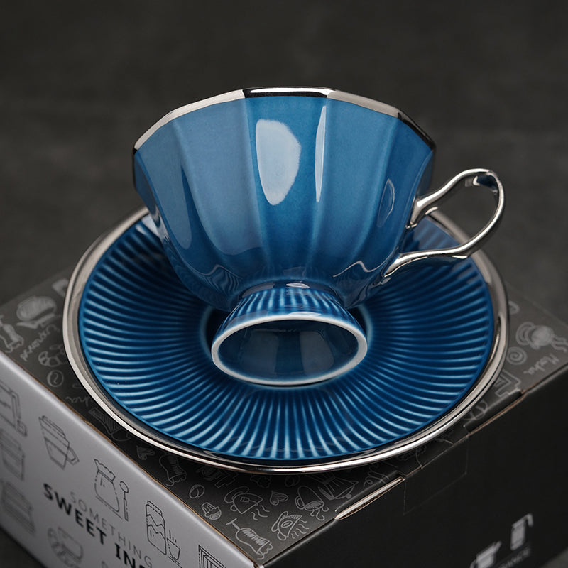 European twelve corner cup vintage coffee latte cup high-grade delicate light luxury high-grade holiday gift box ceramics