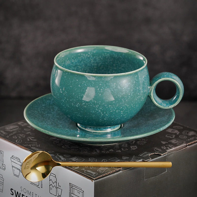 Chinese classical retro light luxury senior sense of holiday gift box ceramic egg coffee latte cup high-grade exquisite