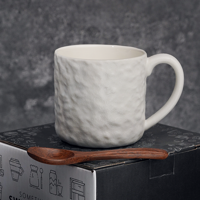 Japanese retro mug High-grade exquisite high appearance level rock pattern gift box 320ml large capacity ceramic coffee cup