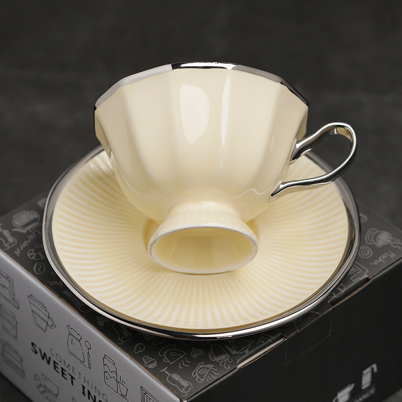 European twelve corner cup vintage coffee latte cup high-grade delicate light luxury high-grade holiday gift box ceramics