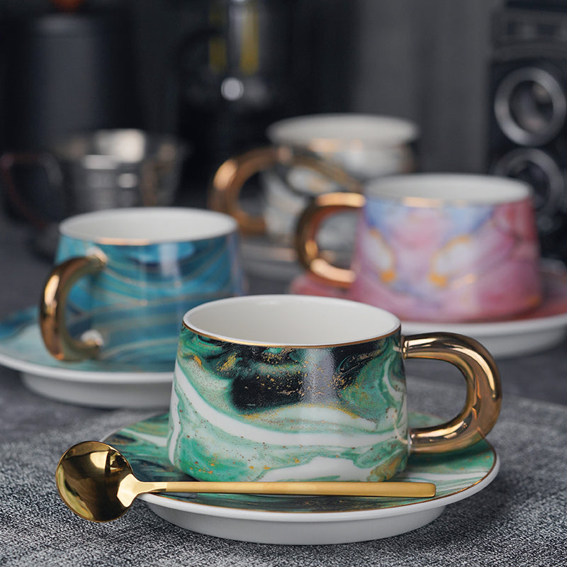 Coffee cup saucer European small luxury Italian coffee cup ins with spoon exquisite advanced ceramic cup set