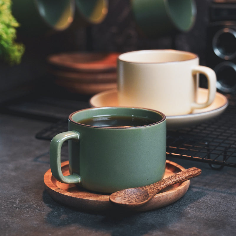 Nordic coffee cup and saucer set couple cup household cup and saucer scoop European small exquisite coffee cup ceramic cup and saucer rack