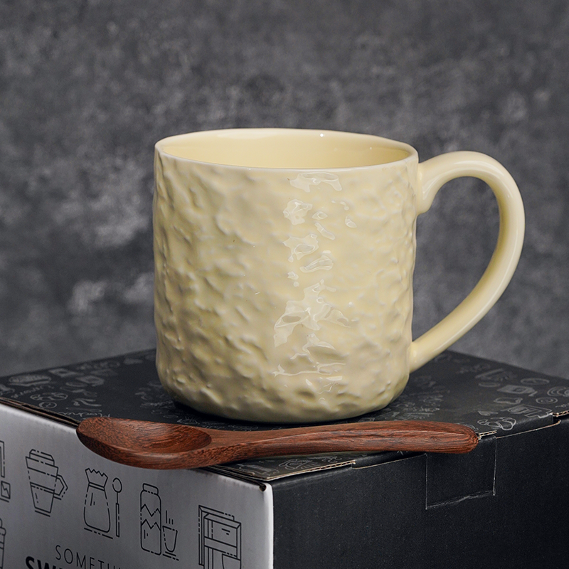 Japanese retro mug High-grade exquisite high appearance level rock pattern gift box 320ml large capacity ceramic coffee cup