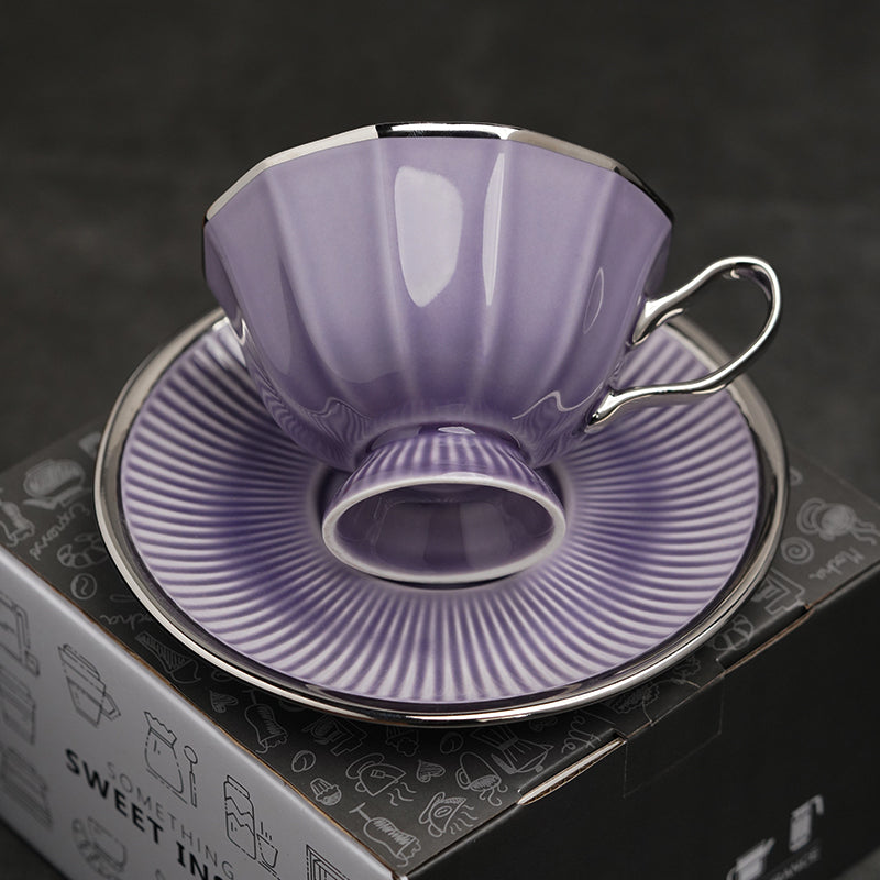 European twelve corner cup vintage coffee latte cup high-grade delicate light luxury high-grade holiday gift box ceramics