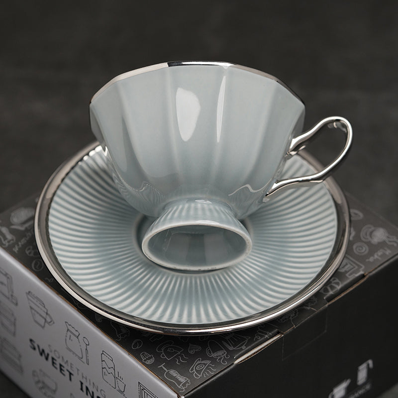 European twelve corner cup vintage coffee latte cup high-grade delicate light luxury high-grade holiday gift box ceramics