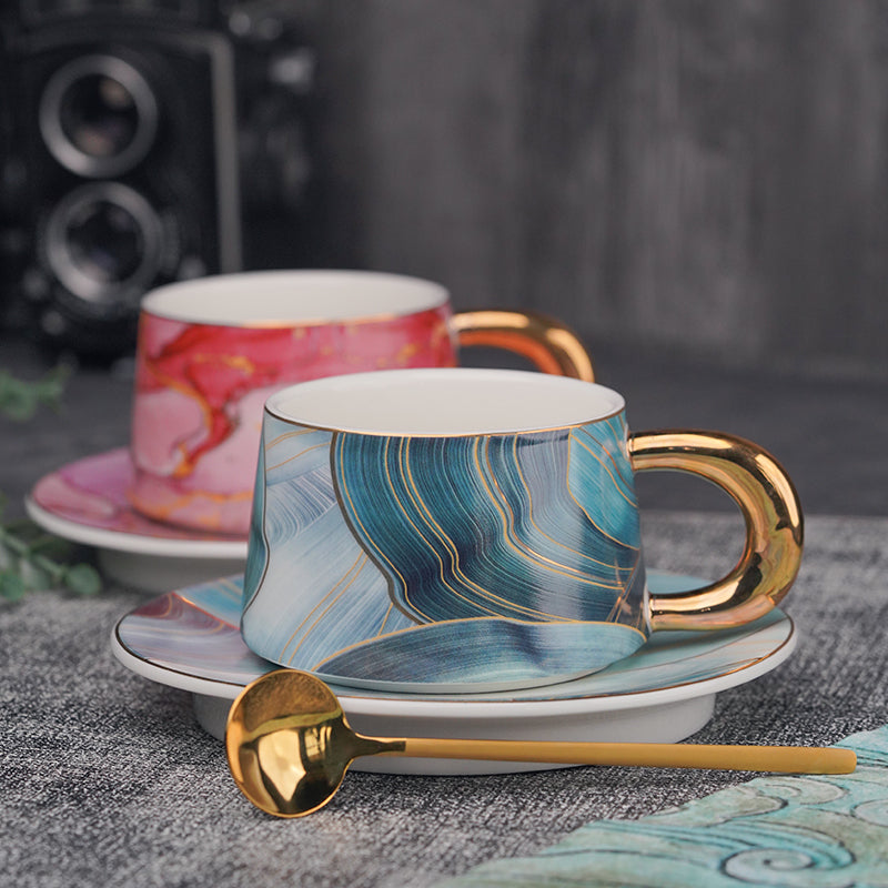 Coffee cup saucer European small luxury Italian coffee cup ins with spoon exquisite advanced ceramic cup set