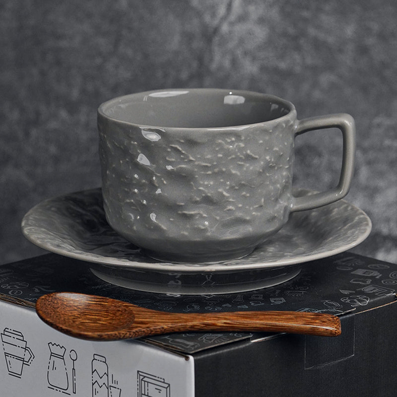 Japanese retro mug High-grade exquisite high appearance level rock pattern gift box 320ml large capacity ceramic coffee cup