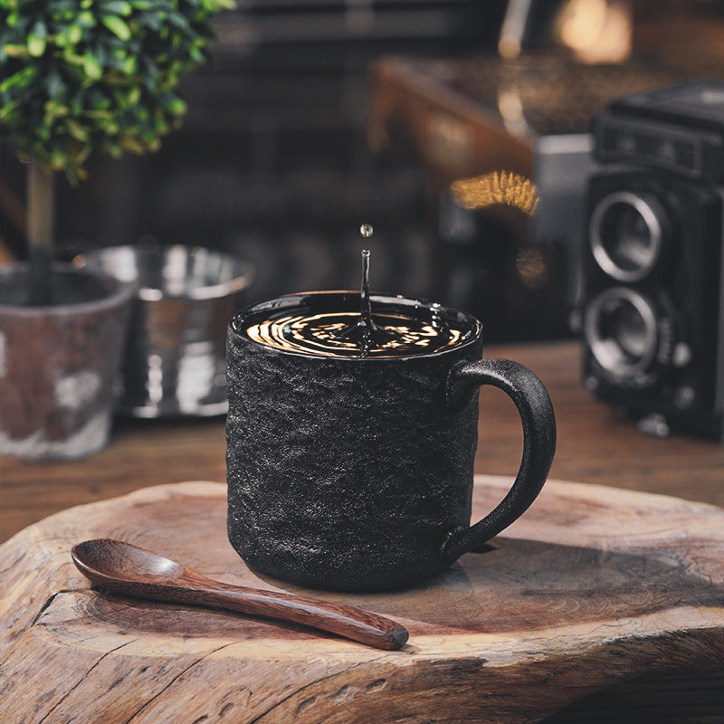 Japanese retro mug High-grade exquisite high appearance level rock pattern gift box 320ml large capacity ceramic coffee cup