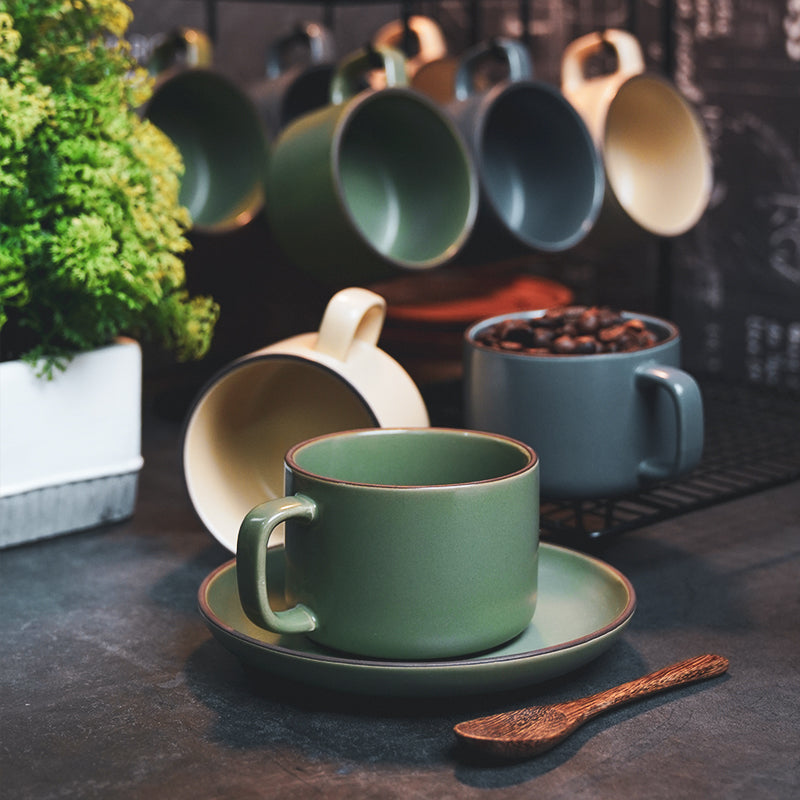 Nordic coffee cup and saucer set couple cup household cup and saucer scoop European small exquisite coffee cup ceramic cup and saucer rack