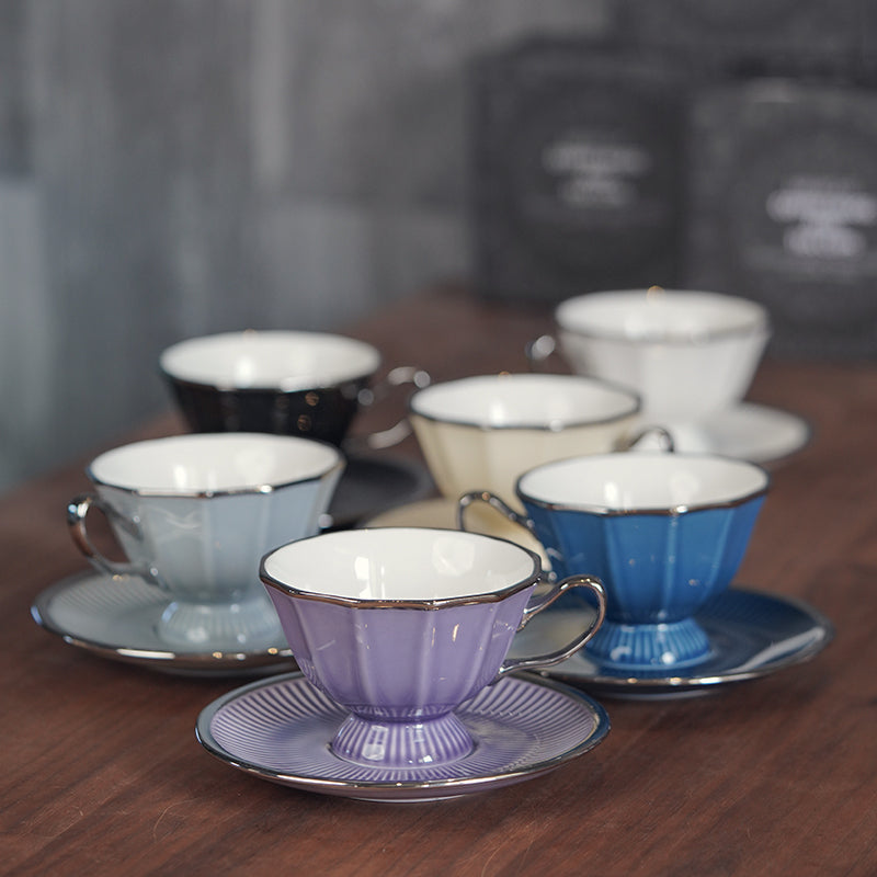 European twelve corner cup vintage coffee latte cup high-grade delicate light luxury high-grade holiday gift box ceramics