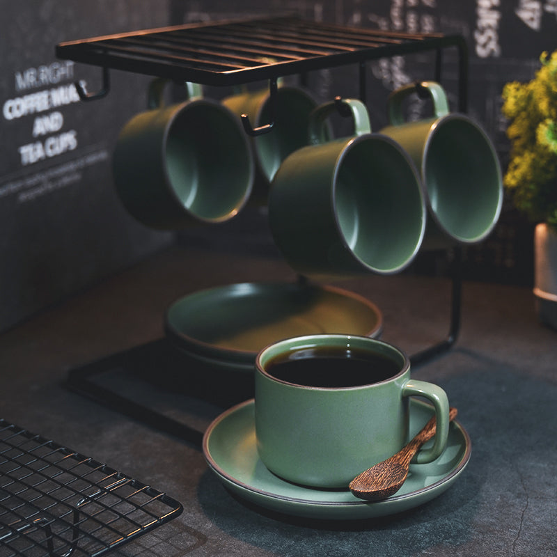 Nordic coffee cup and saucer set couple cup household cup and saucer scoop European small exquisite coffee cup ceramic cup and saucer rack